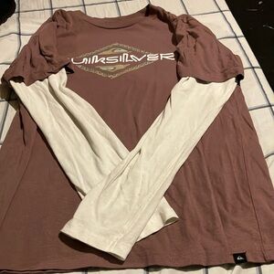 Quiksilver Two-Tone maroon and White Tee